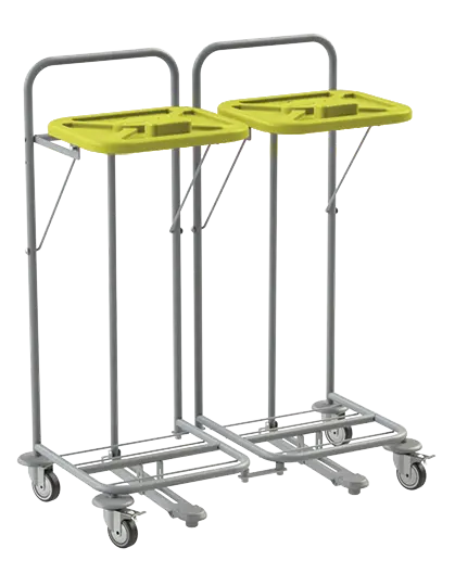 VK 80 - 2N vozík na třídění odpadu a prádla, nožní otevírání plast - VK - žlutý